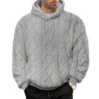 Men's Casual Jacquard Double-Sided Fleece Hoodie Top