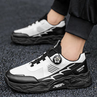Leather Surface Men's Mesh Breathable Sports Low-top Shoes