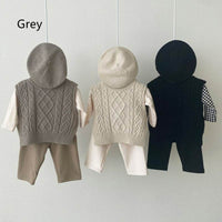 Linen Pattern Sweater Layered Oversized Loose Knit Vest