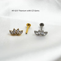 Titanium Alloy Puncture Diamond Inlaid Crown Solder Ball Labret