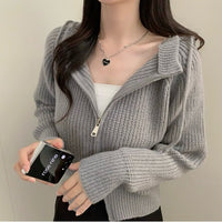 Temperament Leisure Design Sense Niche Double Zipper Hooded Sweater Coat