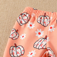 Long Sleeve Sweater Pumpkin Print Bell-bottom Pants Children's Suit