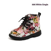 Girls Fashion Printed Floral Martin Boots