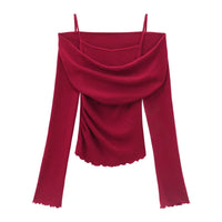 Fashion Fake Two-piece Off-shoulder Long Sleeve Women