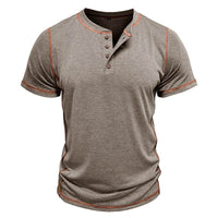 Short Sleeve Polo Shirt With Button Men's Summer Solid Color Tops
