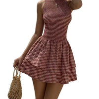 Women's Plaid Irregular Skirt Mid-waist