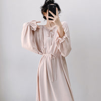 High-end Sleepwear Spring Autumn Round-neck Long Dress