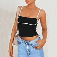 Women's Fashion Trendy Sexy Camisole Springsummer Color-block Design Versatile Sleeveless Top
