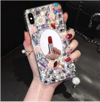 Acrylic-Mirror Rhinestone Tassel Phone Case
