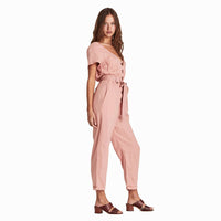 Single-breasted wild nine-point jumpsuit