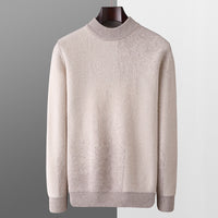 Round Neck Men's Pure Wool Color Contrast Bottoming Shirt