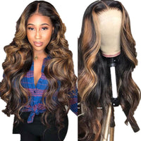 Wig Medium Dyed Gradient Gold Long Roll Synthetic Wigs