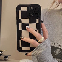 Black And White Lattice Mobile Phone Case
