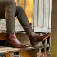 New Low Heel 38-48 Men's Side Zipper Solid Low Boots