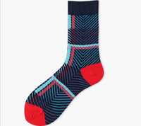 new women socks 1 pair long cotton color geometric autumn socks novelty fashion lady happy socks
