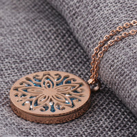 Rubiks Cube Round Pentagram Stainless Steel Necklace Rose Gold