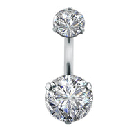 Round Inlaid Zircon Belly Button Umbilical Ring