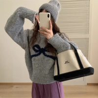 Women's All-match Loose Round Neck Bowknot Sweater