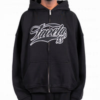 American Retro Hooded Zip-up Shirt Printed Sweater