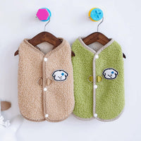 Cute Dog Thickened Coral Fleece Sweatshirt Vest With Leash Ring Autumn Winter Dog Outfit For Indoor Cats And Small Dogs