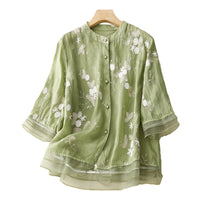 Vintage Shirt Women's Artistic Yarn Embroidery