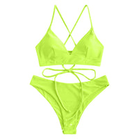 Solid Color Bikini Sexy Strappy Swimsuit