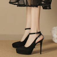 Waterproof Platform Suede Pointed Stiletto Heel High Heels