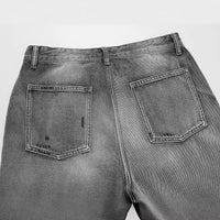 High Street Washed Denim Hole With Cat Whisker Brushed Shorts