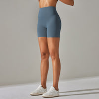 Women's Solid Color Double-sided Brocade Brushed Fitness High Waist Shorts