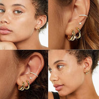 Real Gold Brass Electroplated Zircon Inlaid Earring Set