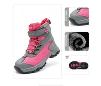 Winter Fleece-Lined Thickened Leather And Fur-Lined Children's Snow Boots