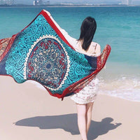 Ethnic Style Cotton And Linen Scarf Seaside Travel Oversized Beach Towel