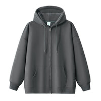 Fleece Cardigan Sweater Men's Simplicity Solid Color Loose-fitting Versatile Casual Hooded Coat