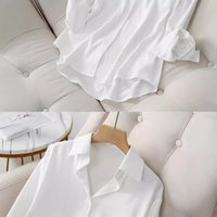 Womens Solid-Color Long-Sleeve Top With A Notch Lapel And Single-Breasted Closure