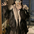 Thickened Warm Leather Short Jacket With A Mountain Eagle Fur Collar
