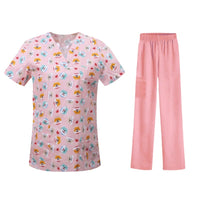 Bestselling Cartoon-print Nurse Uniform Womens Top And Pants