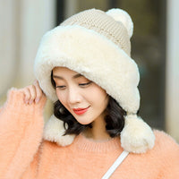 Women's Warm And Velvet Ear Protection Knitted Cold-proof Woolen Cute Princess Hat