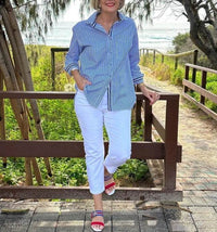 Temperament Commute Long Sleeve Striped Cardigan Women's Shirt