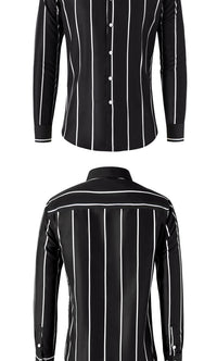 Striped Men's Fashion Long Sleeve Handsome Casual Shirt