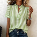 Simple And Elegant Womens Striped Short-Sleeve Fashionable Shirt