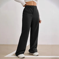 Thin  Draping  High-end Feel Loose-fitting  Figure-flattering Black Straight-leg Wide-leg Pants