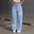 Womens Elegant Printed Straight-Fit Long Pants