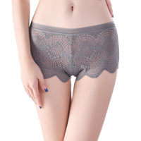 European And American Transparent Cotton Crotch Women's Mid Waist Boxer Briefs