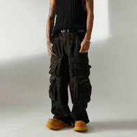 New Style Waste Soil Style High Street American Camouflage Workwear Wide Leg Pants