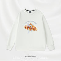 Korean-style Loose Croissant-horn Crew-neck Womens Hoodie