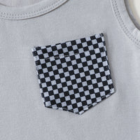 Sleeveless Top Plaid Printed Shorts Two-piece For Boys