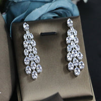 Bride Wedding Jewelry Suit Zircon Tassel Necklace Earrings Four-piece Set