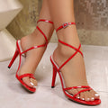 Womens Stylish Pointed-Toe Cross-Strap Versatile High-Heel Sandals