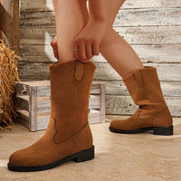 Women's Oversized Thick Heeled Velvet Fashion Boots