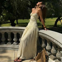 Womens Sexy Neck-Strap Polka-Dot Retro Ruffled Elegant Polka-Dot Dress